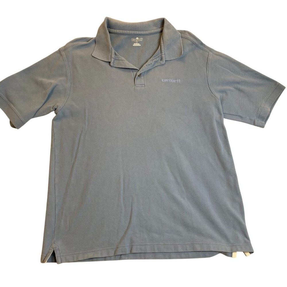 Carhartt Mens Polo Shirt Large Blue 100% Cotton Casual Wear Durable